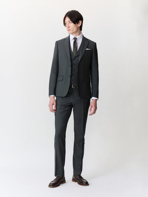 Costume 2 pièces slim en laine kaki - 1 - Father & Sons   - 13 