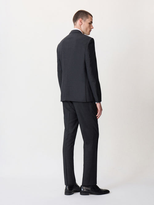 Costume 2 pièces slim en laine stretch noire - 2 - Father & Sons   - 15 