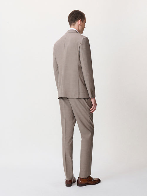 Costume 2 pièces slim en laine stretch marron - 2 - Father & Sons   - 7 