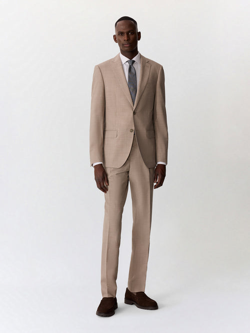 Costume 2 pièces slim en laine beige - 1 - Father & Sons   - 5 