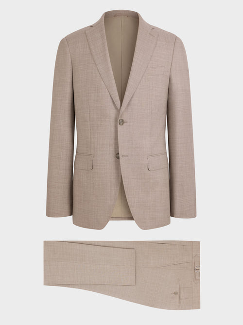 Costume 2 pièces slim en laine beige - Father & Sons   - 1 