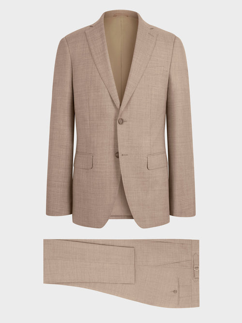 Costume 2 pièces slim en laine beige - Father & Sons   - 6 
