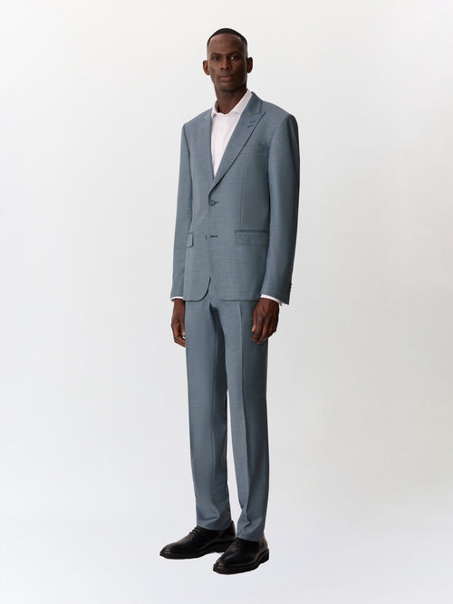 Costume 2 pièces slim en laine bleu céruléen - Father & Sons   - 1 