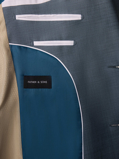 Costume 2 pièces slim en laine bleu céruléen - Father & Sons   - 6 