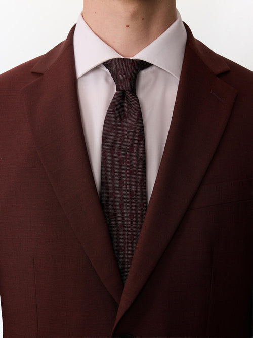 Costume 2 pièces slim en laine bordeaux - Father & Sons   - 3 