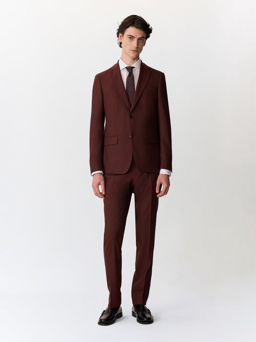 Costume 2 pièces slim en laine bordeaux - Father & Sons   - 1 