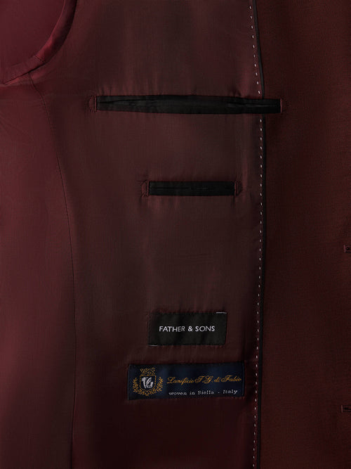 Costume 2 pièces slim en laine bordeaux - Father & Sons   - 6 