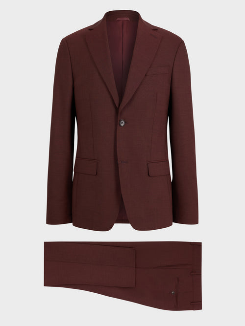 Costume 2 pièces slim en laine bordeaux - Father & Sons   - 7 