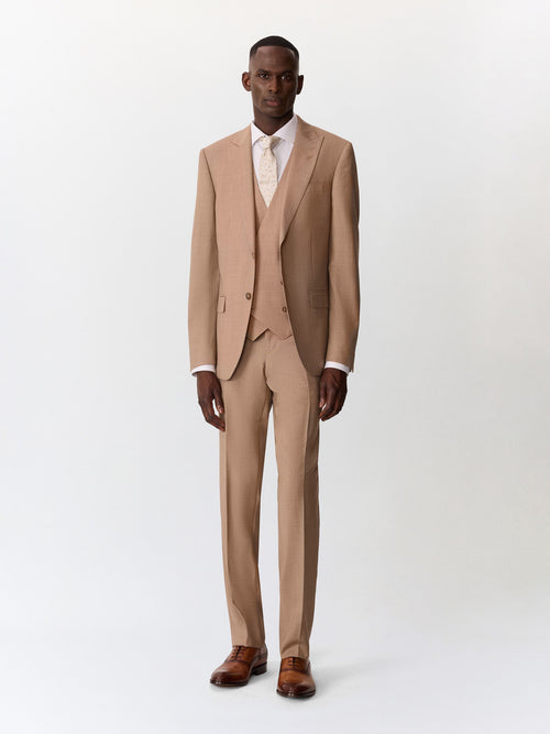 Costume 2 pièces slim en laine camel - Father & Sons   - 3 