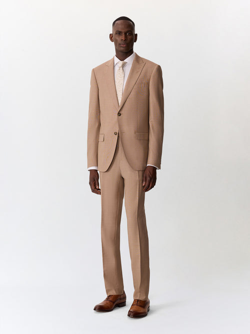 Costume 2 pièces slim en laine camel - Father & Sons   - 1 