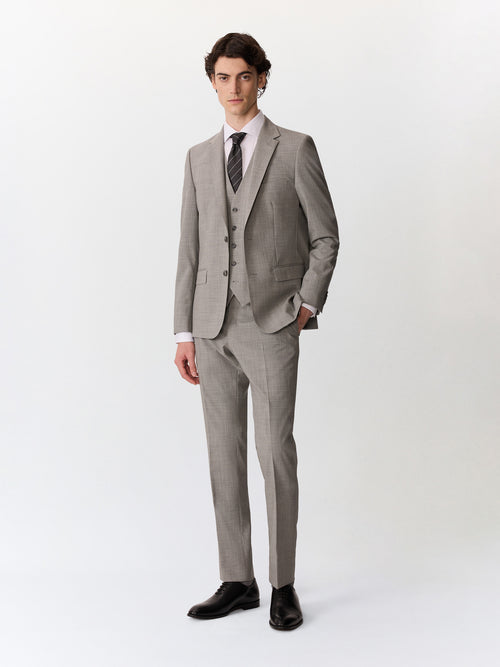 Costume 2 pièces slim en laine grise - Father & Sons   - 3 