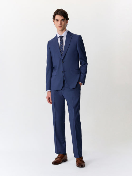 Costume 2 pièces slim en laine bleu indigo - Father & Sons   - 1 