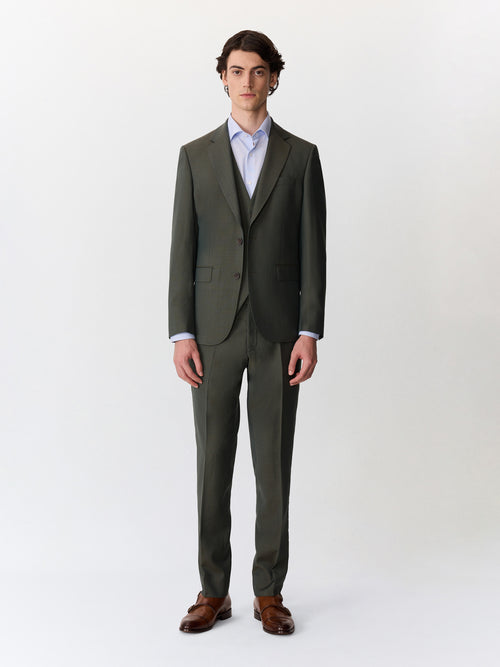 Costume 2 pièces slim en laine kaki - Father & Sons   - 1 