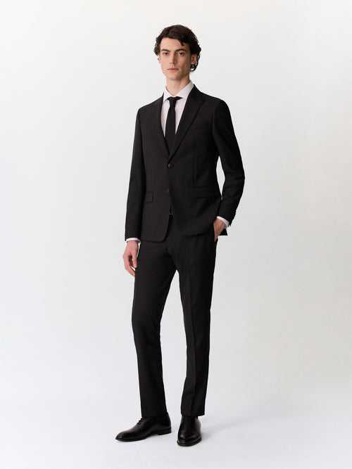 Costume 2 pièces slim en laine noire - Father & Sons   - 1 