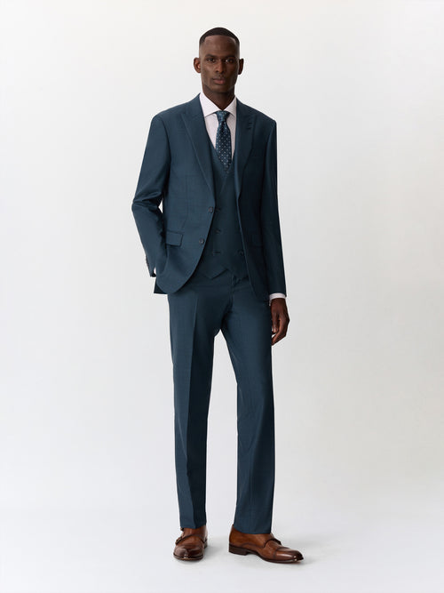 Costume 2 pièces slim en laine bleue - Father & Sons   - 1 