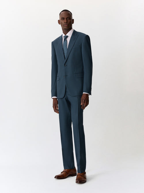 Costume 2 pièces slim en laine bleue - Father & Sons   - 3 