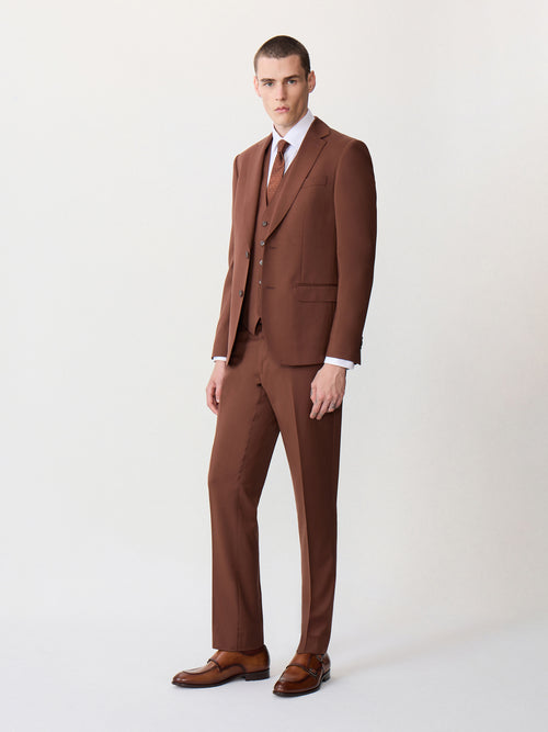 Costume 2 pièces slim en laine terracotta - Father & Sons   - 3 