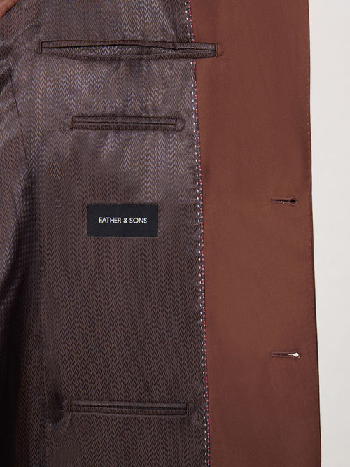 Costume 2 pièces slim en laine terracotta - Father & Sons   - 7 