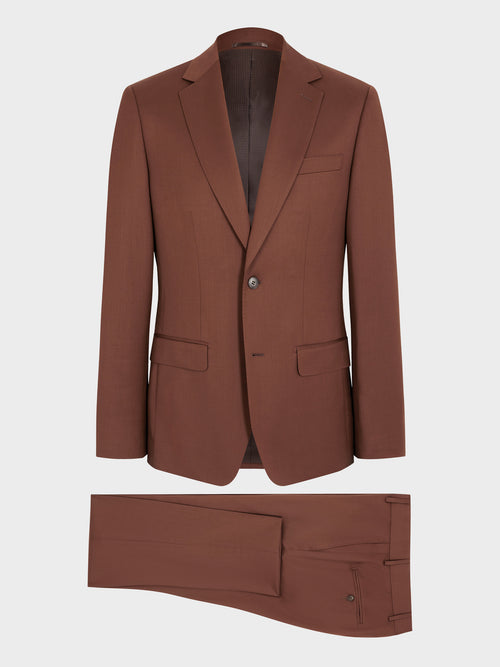 Costume 2 pièces slim en laine terracotta - Father & Sons   - 8 