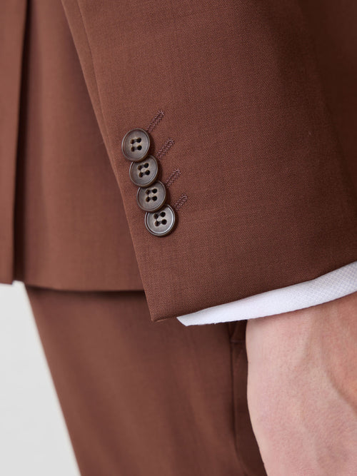 Costume 2 pièces slim en laine terracotta - Father & Sons   - 6 
