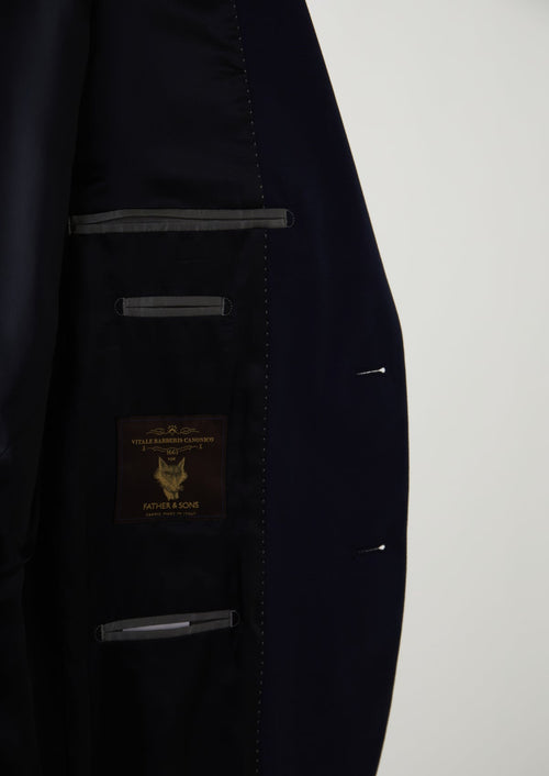 Costume 2 pièces Regular en laine Vitale Barberis Canonico unie bleu indigo - Father & Sons   - 4 