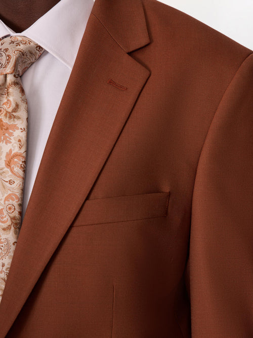 Costume 2 pièces slim en laine terracotta - Father & Sons   - 4 