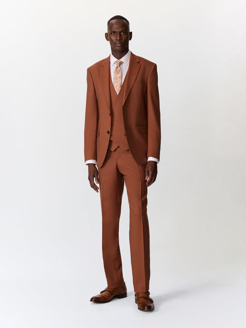 Costume 2 pièces slim en laine terracotta - Father & Sons   - 3 