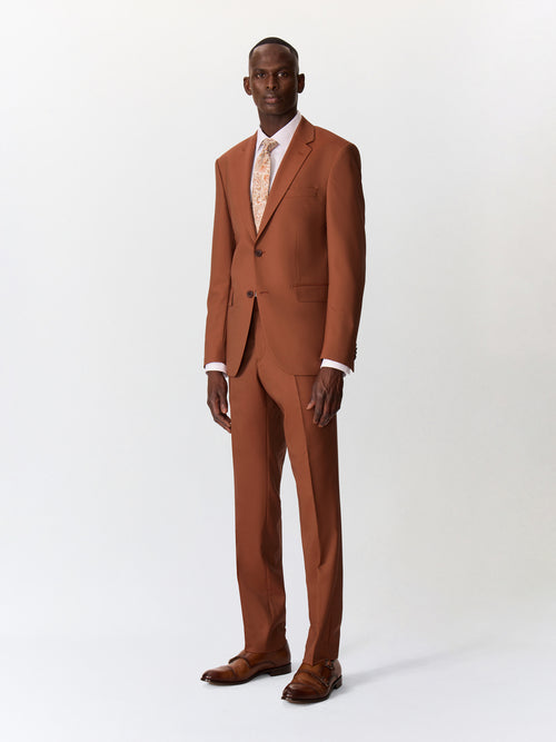 Costume 2 pièces slim en laine terracotta - Father & Sons   -  