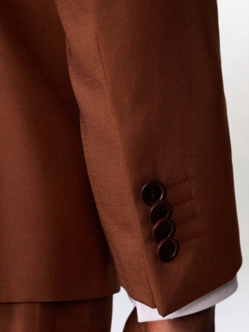 Costume 2 pièces slim en laine terracotta - Father & Sons   - 6 