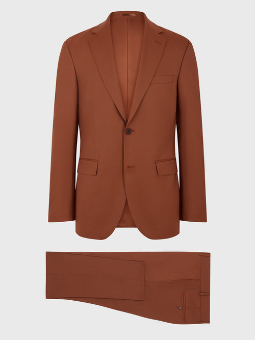 Costume 2 pièces slim en laine terracotta - Father & Sons   - 8 