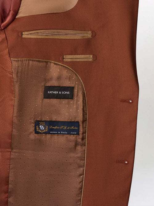 Costume 2 pièces slim en laine terracotta - Father & Sons   - 7 