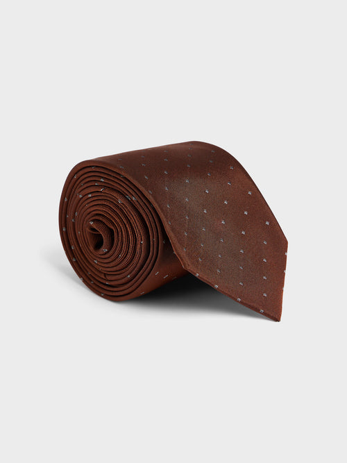 Cravate large en soie terracotta à pois - 1 - Father & Sons   - 7 