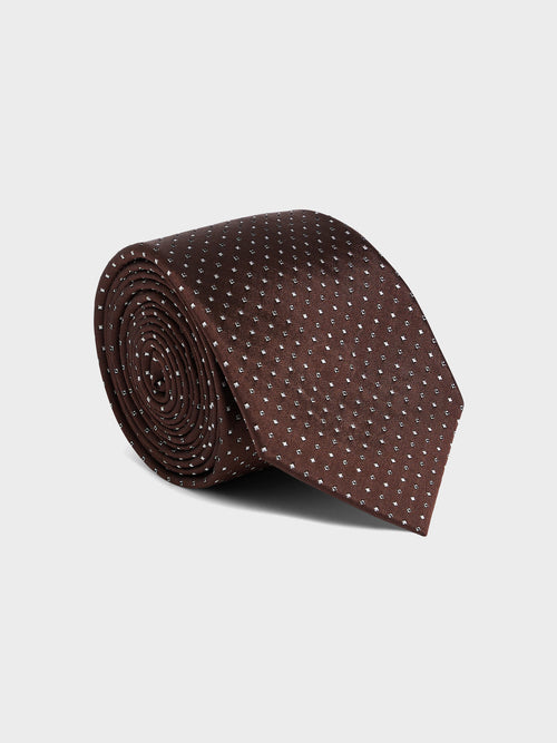 Cravate large en soie terracotta à pois - 1 - Father & Sons   - 14 