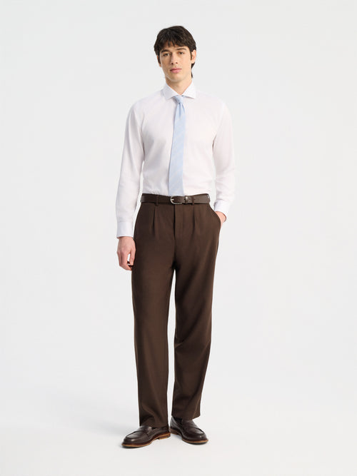 Cravate large en soie bleu ciel à rayures - 2 - Father & Sons   - 1 