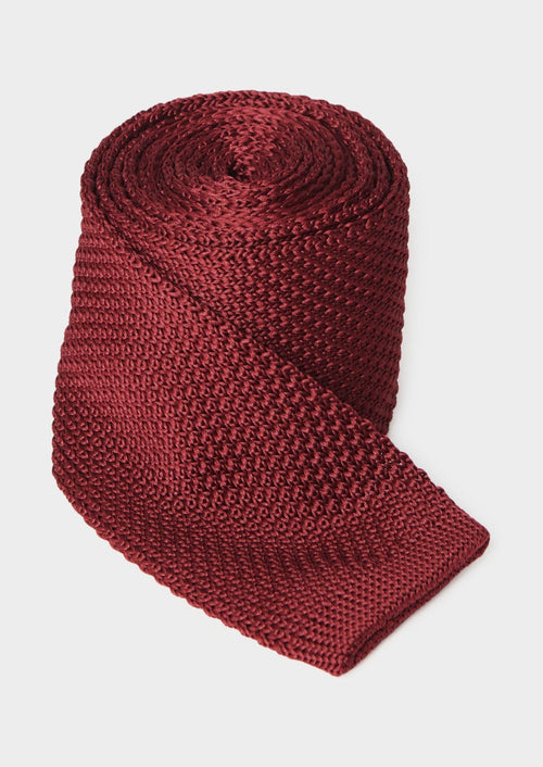 Cravate fine en tricot uni bordeaux - Father & Sons   -  