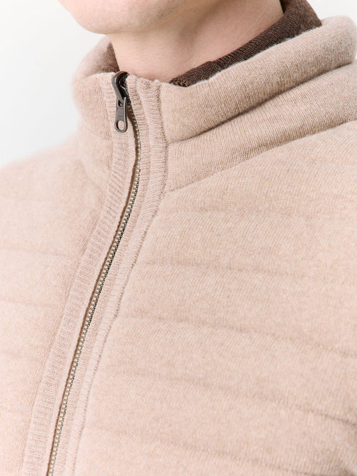 Doudoune sans manches en laine mélangée beige réversible - Father & Sons   - 4 