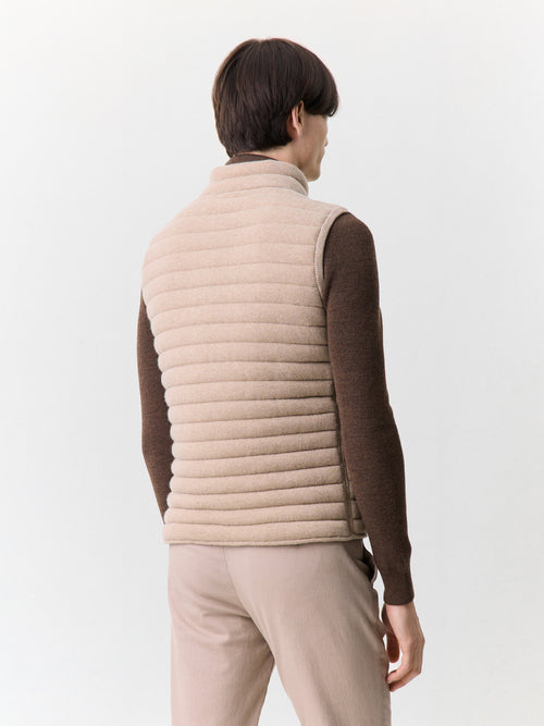 Doudoune sans manches en laine mélangée beige réversible - 2 - Father & Sons   - 2 