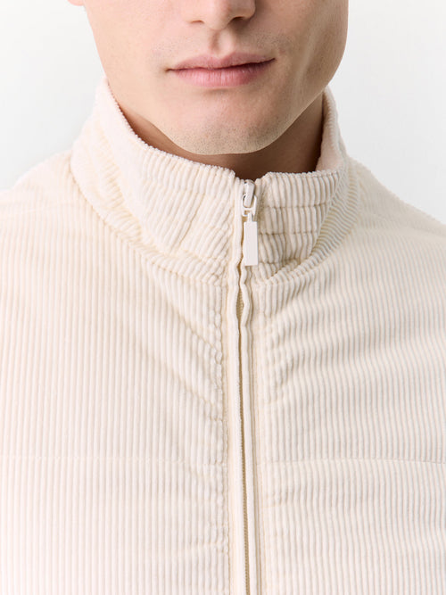 Doudoune sans manches en velours côtelé écru - Father & Sons   - 3 