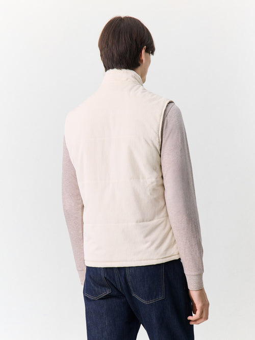 Doudoune sans manches en velours côtelé écru - 2 - Father & Sons   - 7 