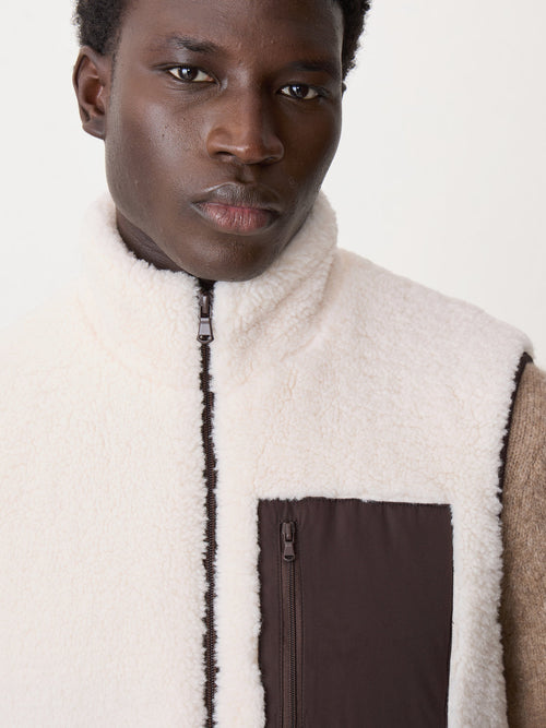 Doudoune sans manches en polaire écrue - Father & Sons   - 4 