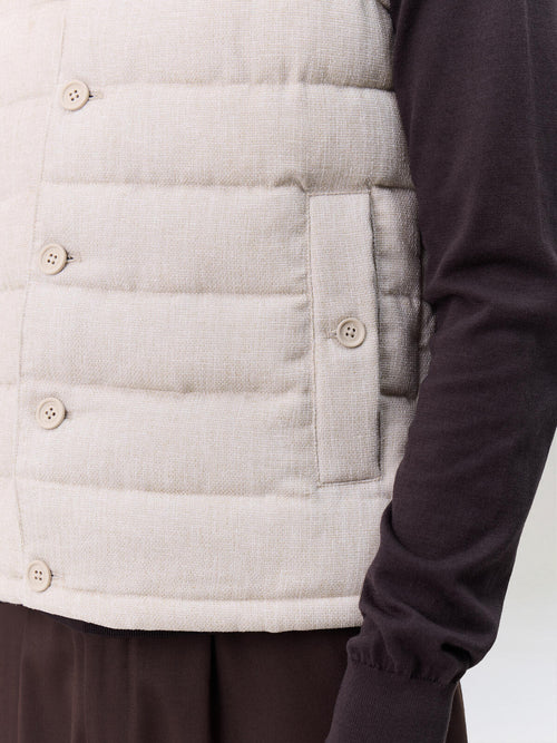 Doudoune sans manches beige - Father & Sons   - 3 