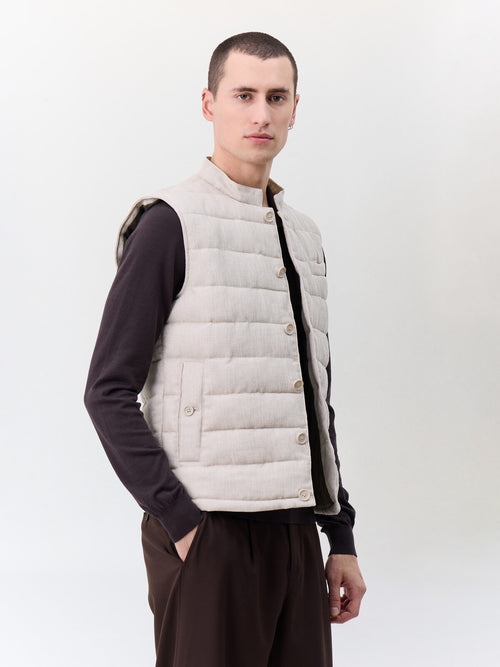 Doudoune sans manches beige - 1 - Father & Sons   - 4 