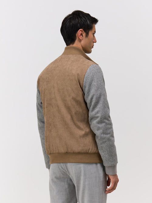 Blouson bi-matière camel et gris - 2 - Father & Sons   - 10 