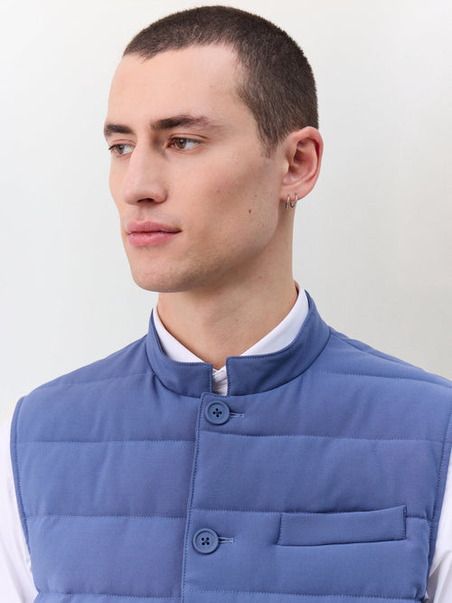 Doudoune sans manches bleu chambray - Father & Sons   - 3 