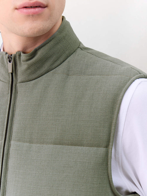 Doudoune sans manches en polyester recyclé kaki - Father & Sons   - 4 