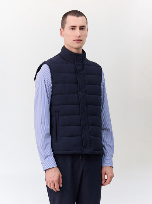 Doudoune sans manches en polyester recyclé bleu marine - Father & Sons   - 3 