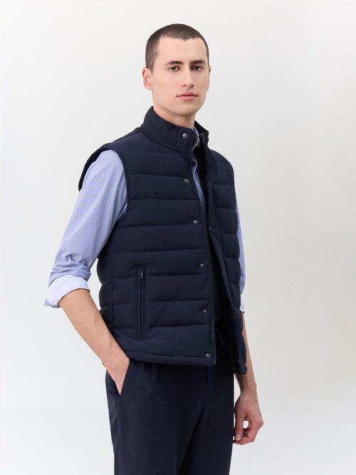 Doudoune sans manches en polyester recyclé bleu marine - 1 - Father & Sons   - 2 