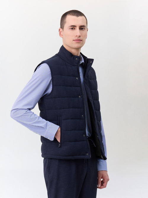 Doudoune sans manches en polyester recyclé bleu marine - Father & Sons   - 4 