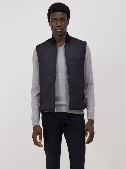 Doudoune light sans manches unie noire reversible - Father & Sons   - 5 