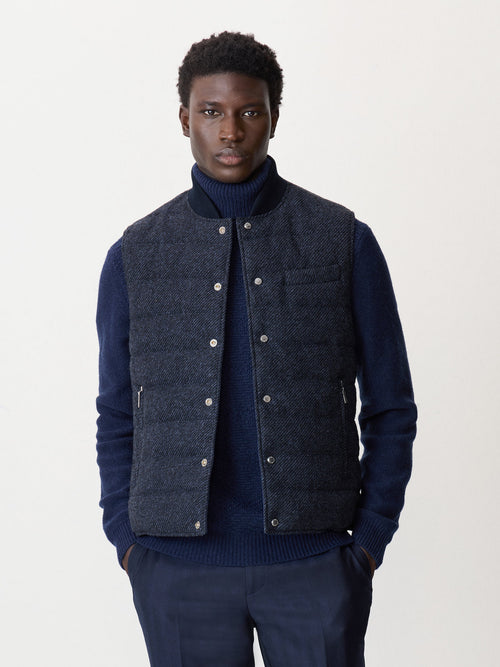 Doudoune sans manches bleu marine réversible - 1 - Father & Sons   - 3 